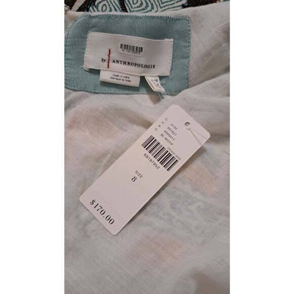 By Anthropologie Halter/Bra Slim Midi Dress Sz 8 Mint Green Floral Peekaboo Side - Picture 8 of 14